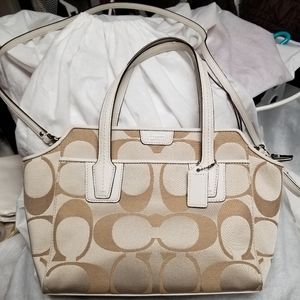 Used Twice - Excellent condition - Coach - Small White / Tan purse